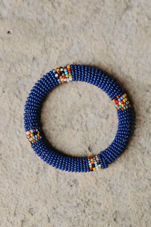 Beaded Bangle Bracelet Blue
